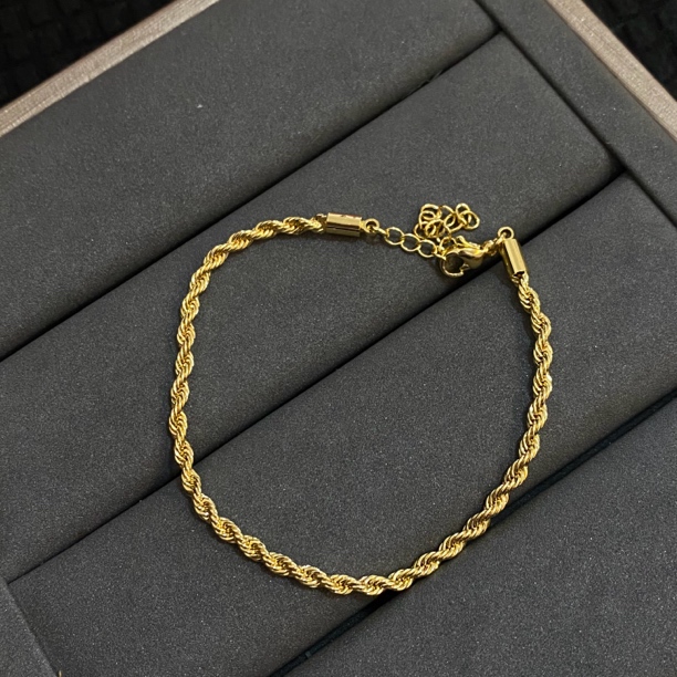 铜合金手链 iLaruN新款绿金色麻花手链细