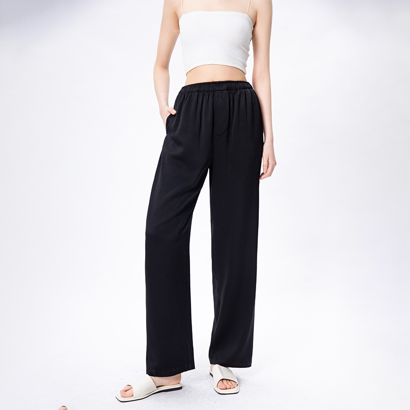 PAPARAPA日本进口三醋酸长腿wan能清凉垂感醋酸直筒裤