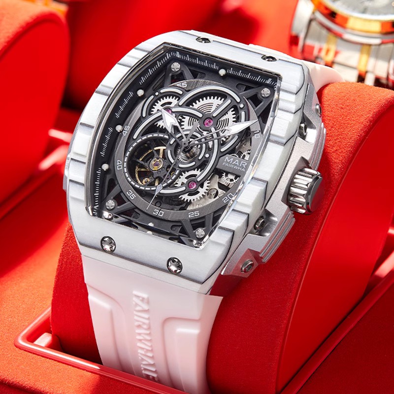 马克华菲新款镂空碳纤维机械手表夜光男士潮流高档男款机械表6660