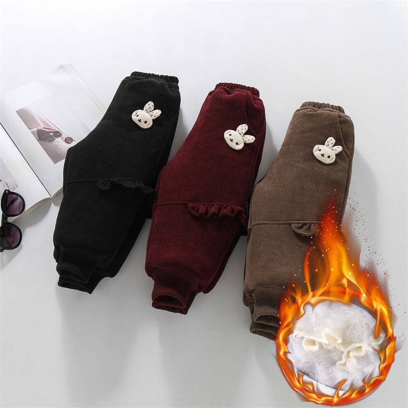 【加绒夹棉】女童冬季棉裤加厚儿童外穿夹棉长裤卡通宽松宝宝保暖裤