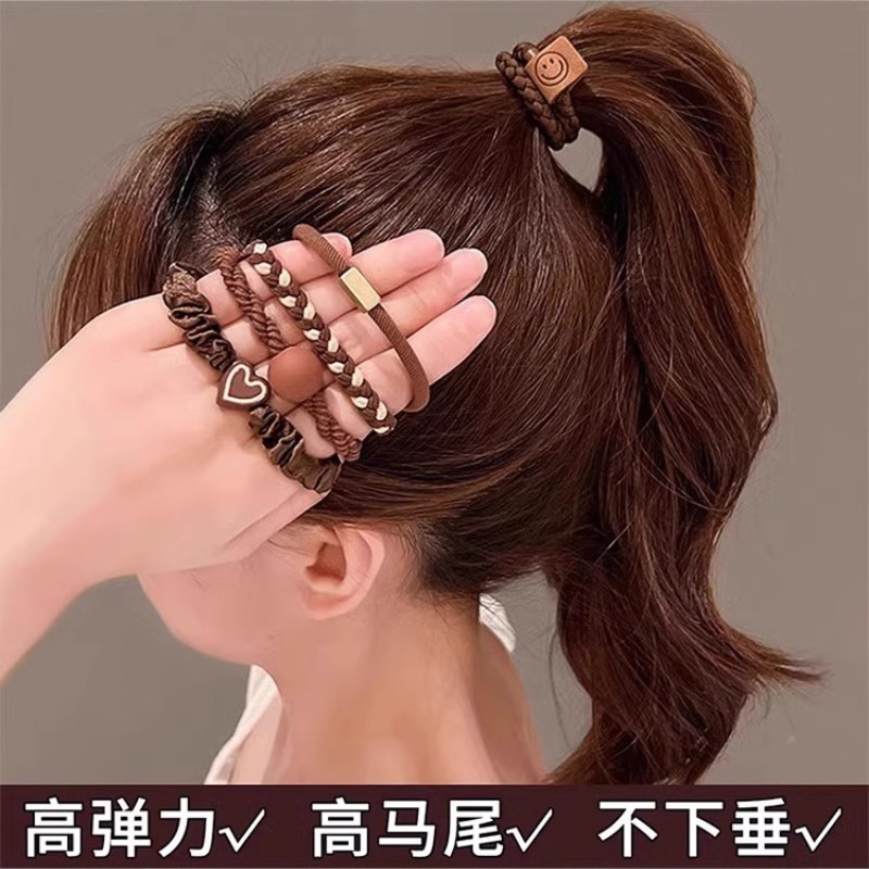 韩版发圈网红扎发绳秋冬高弹力发绳少女爱心加粗扎马尾皮筋套装女