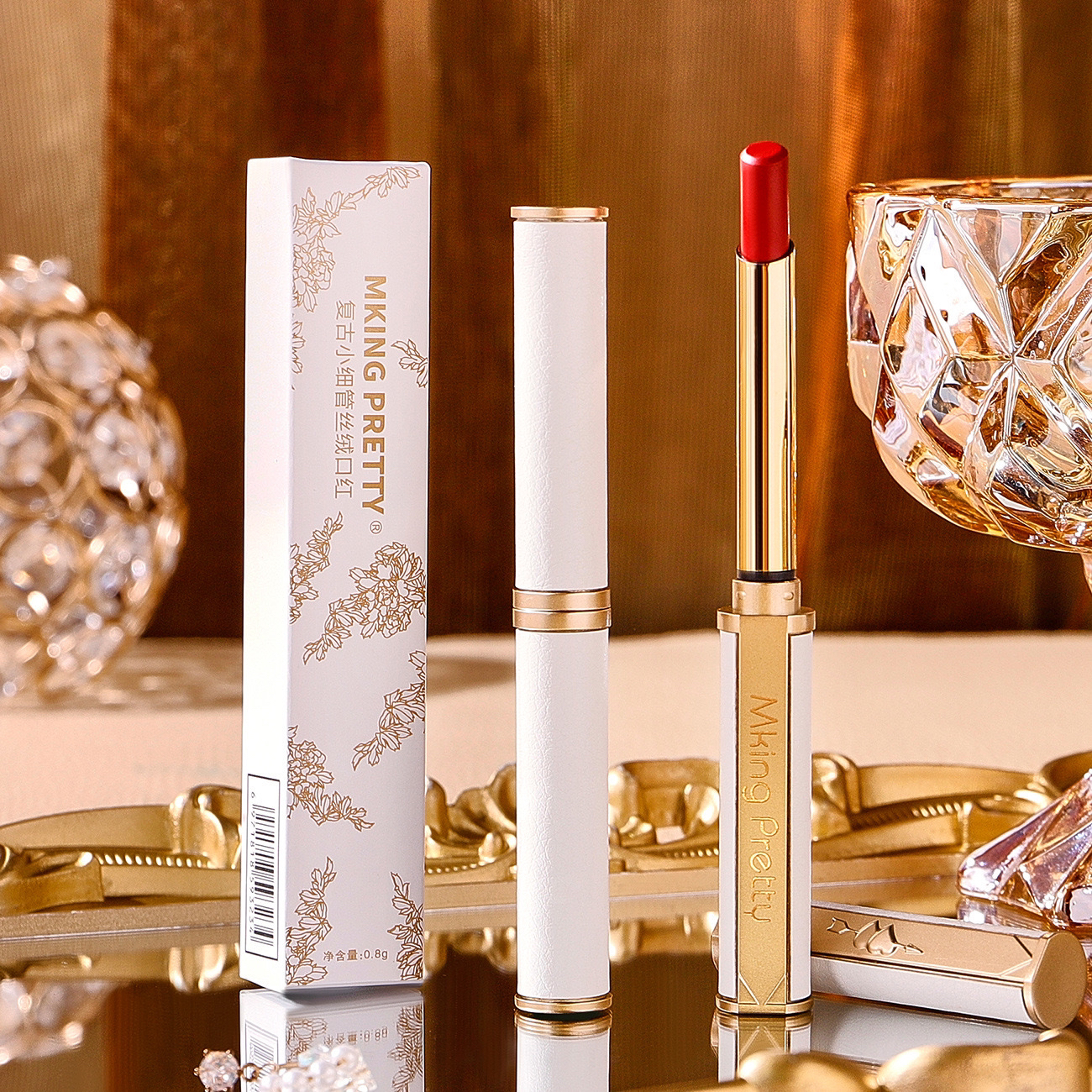 小羊皮口红滋润保湿哑光丝绒唇膏显白细跟口红不粘杯不掉色