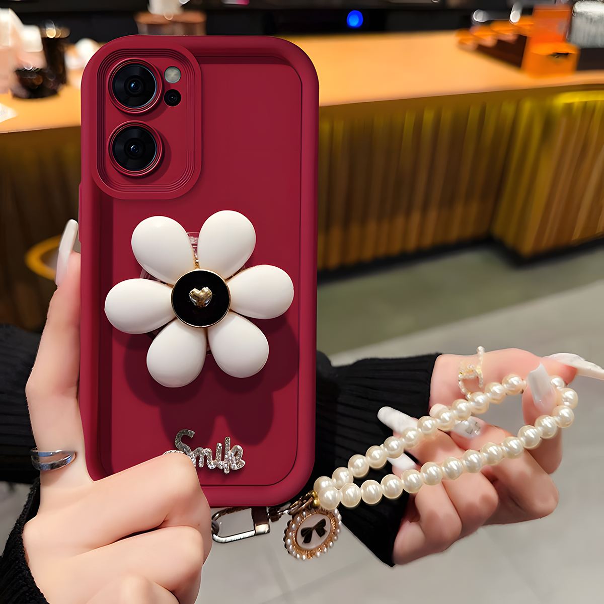 适用于【OPPO】Reno7山茶花支架女款网红全包防摔手机壳
