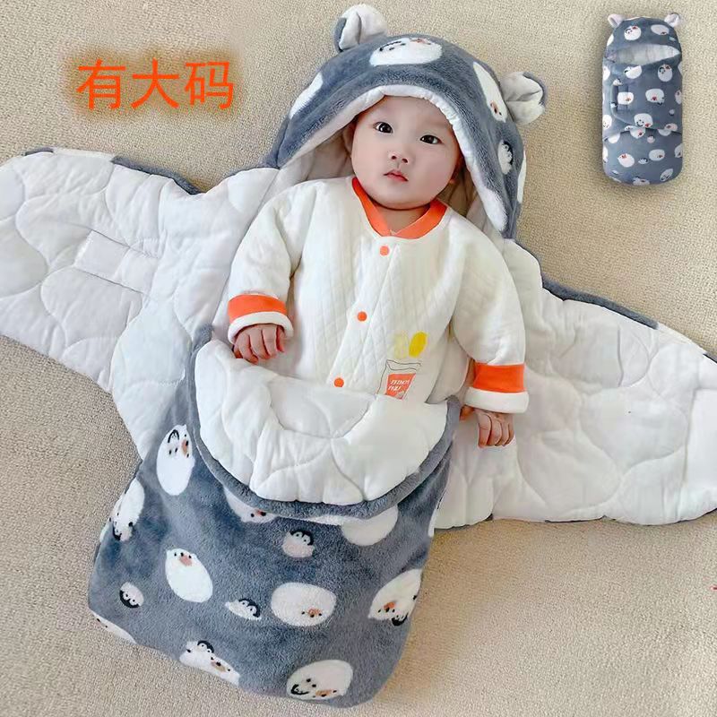 婴儿防踢抱被里层纯棉新生儿防风宝宝抱毯秋冬款加厚睡袋用品加大