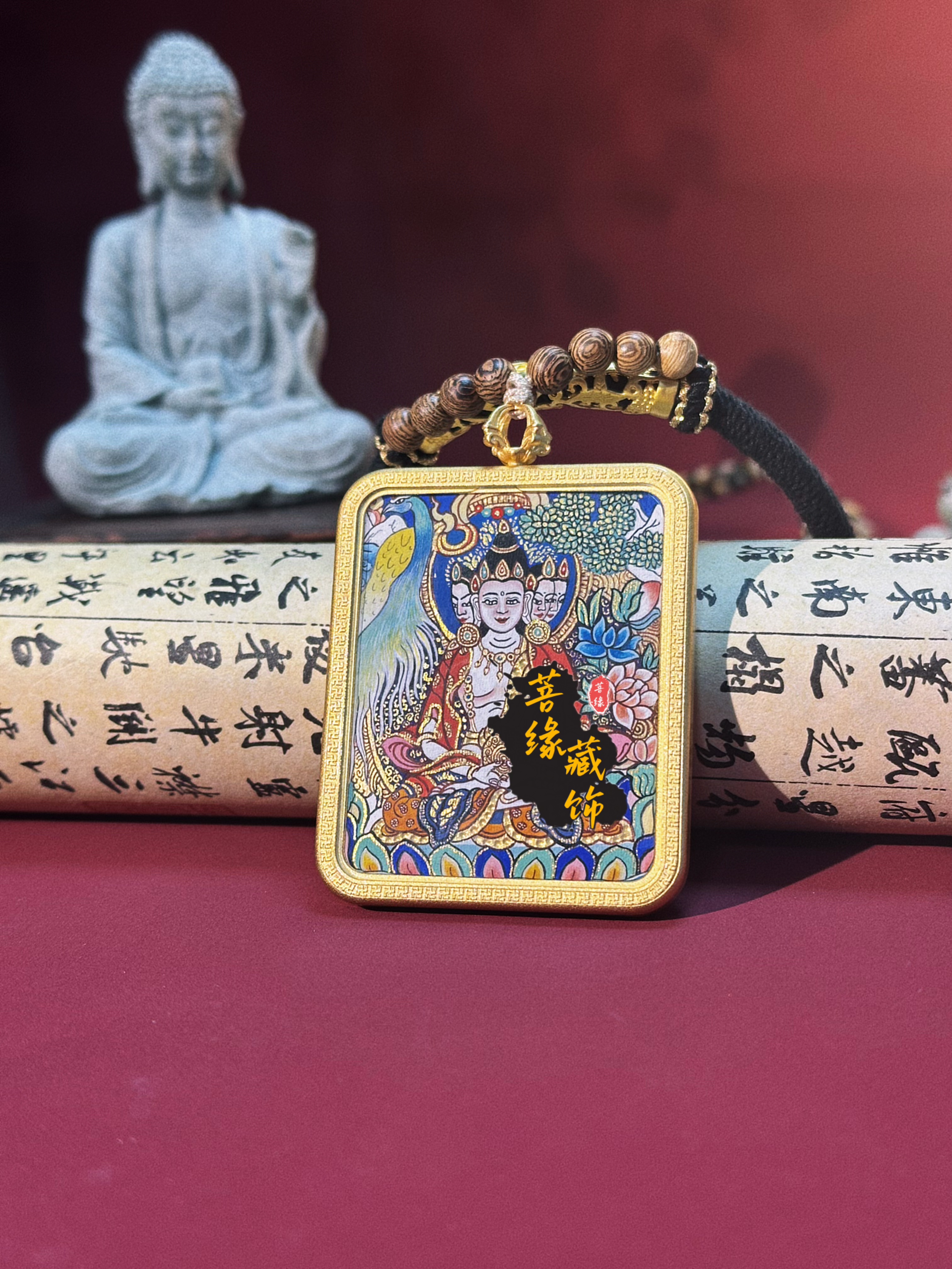 【菩缘藏饰】大日如来纯手绘矿物颜料吊坠