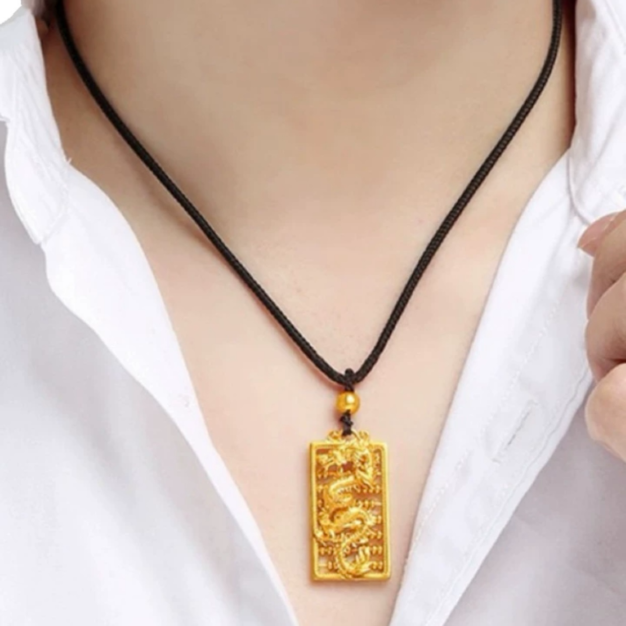 铜合金项链  实心立体龙牌算盘项链霸气精雕男士女士毛衣链