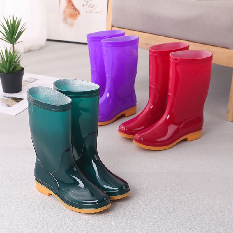 包邮四季雨鞋女中筒防滑耐磨厚底果冻成人胶鞋套鞋厨房洗车水靴女