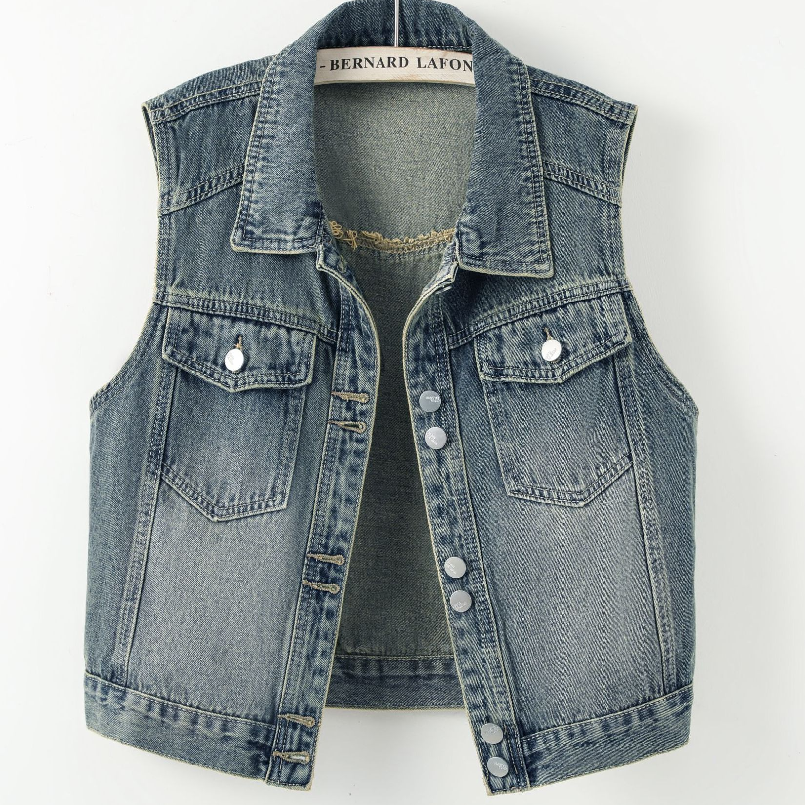 港风复古牛仔马甲女士女款短款新款韩版显瘦外穿无袖背心坎肩马夹