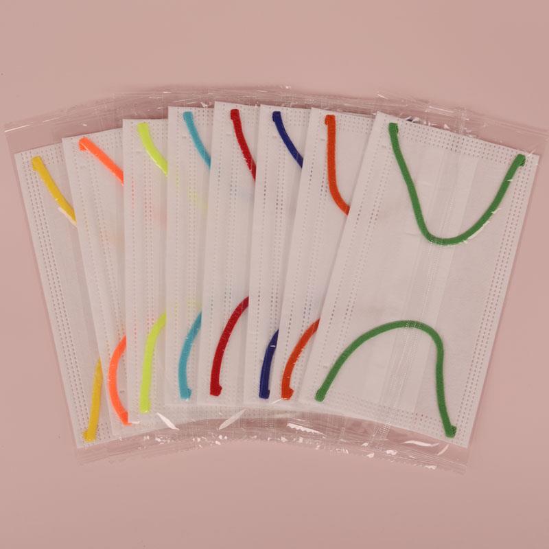 成人Maks薄三层防晒透气撞色口罩一次性彩色耳带时尚潮流独立包装