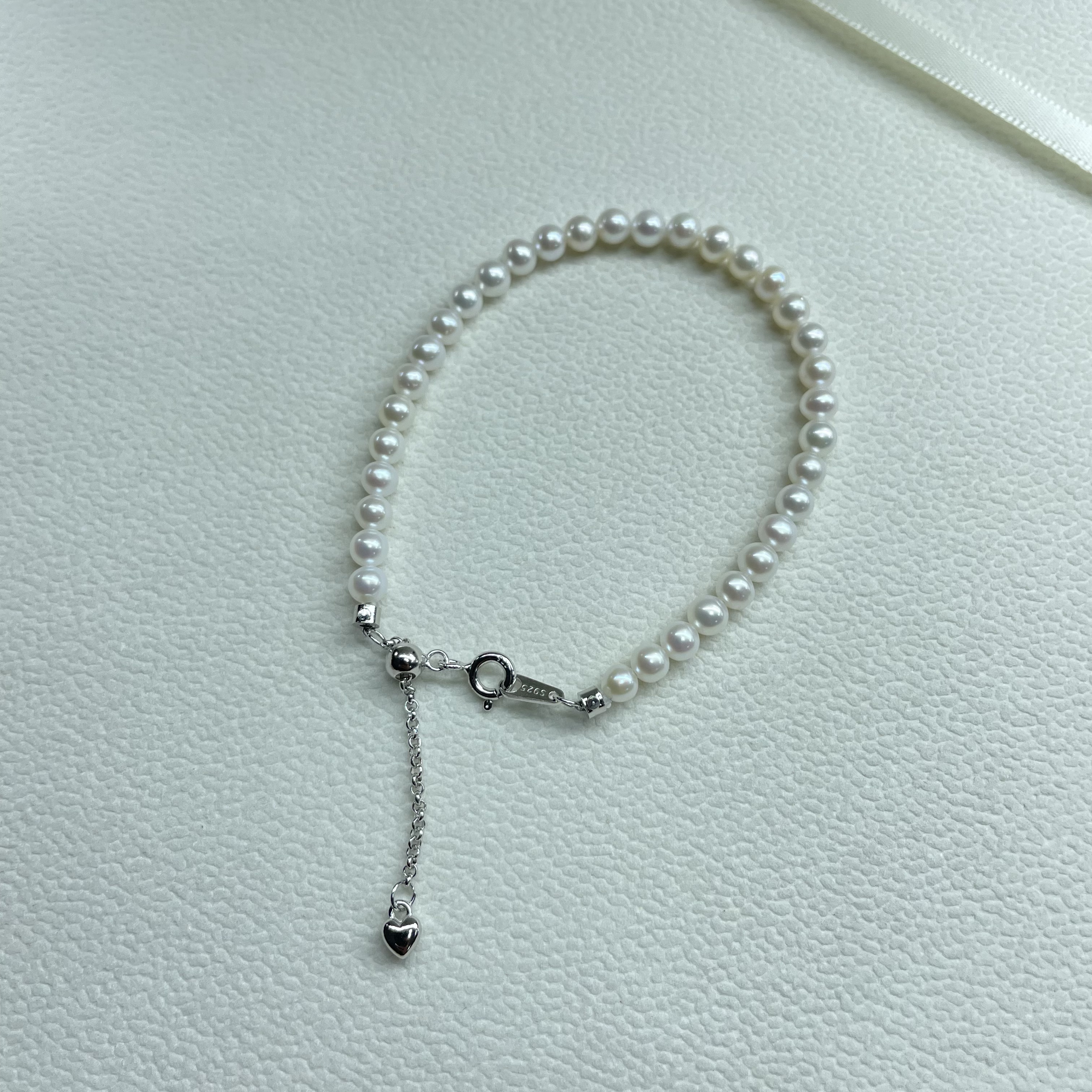 「仙女链」4-5mm淡水珍珠小米珠手链 baby珠 银手链 S012