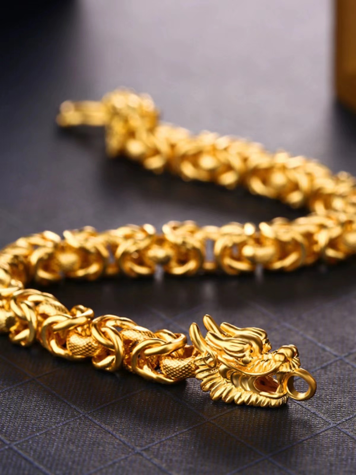 合金项链 男士复古潮流霸气龙骨手链个性气质时尚大气金色素款ins