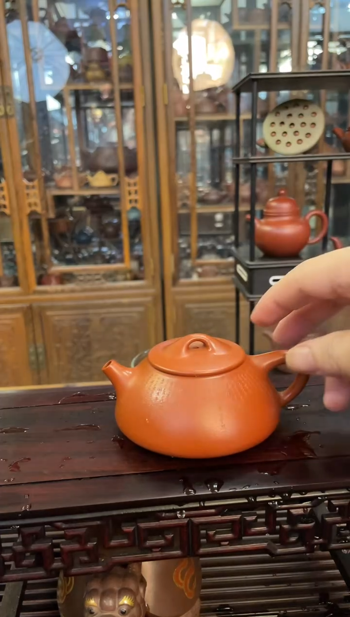 【闪购商品】朱泥全手工朱泥紫砂壶150cc