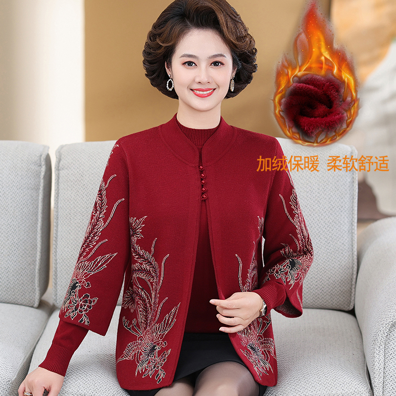 喜婆婆喜妈妈婚宴装高端2023中老年妈妈装秋冬加厚奶奶装女士冬季