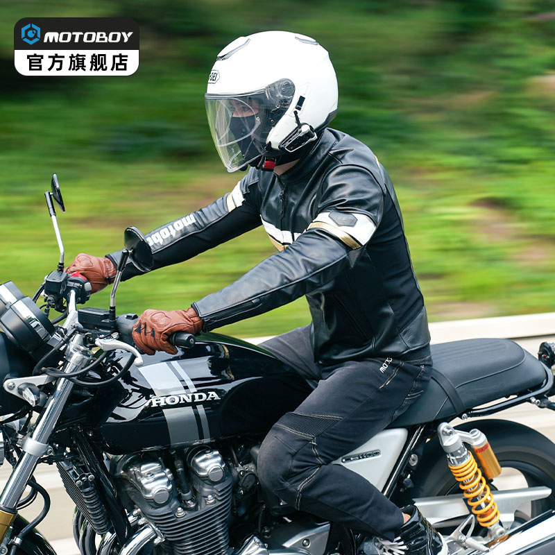 MOTOBOY摩托车骑行皮衣男女四季通用机车骑行服休闲夹克复古防摔