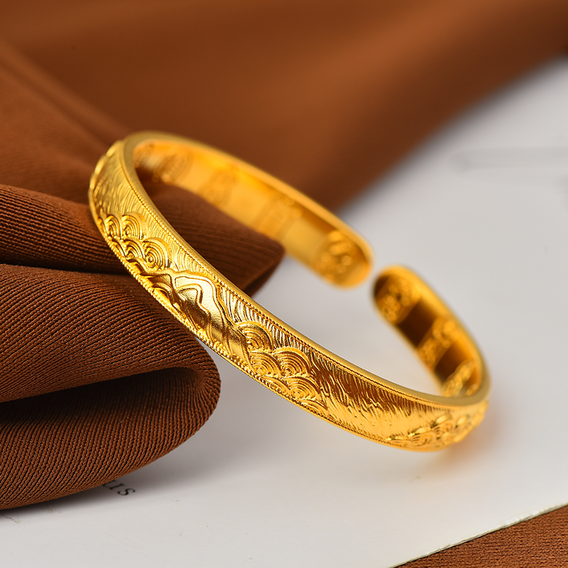 足银手镯 【蜜夫人】足银手镯 立体浮雕‘古典风万里江山手镯