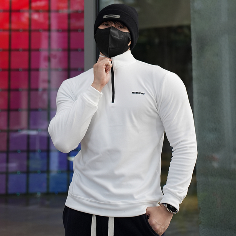 BEESTRONG运动户外拉链半高领德绒秋冬运动保暖半拉链长袖套头衫