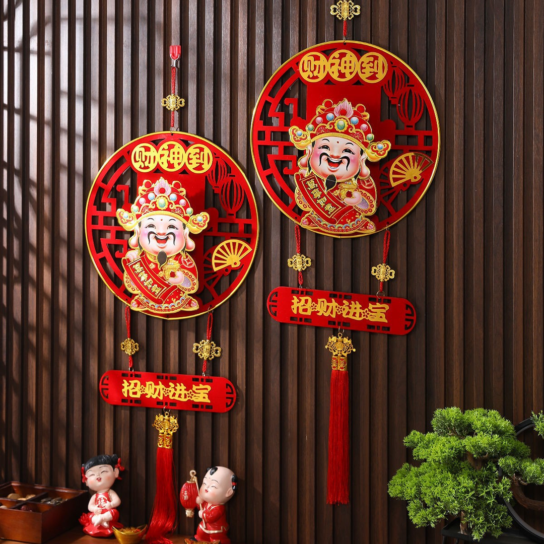 新款摇头财神爷新年财神爷挂件财神亚克力电动财神爷电视背景墙
