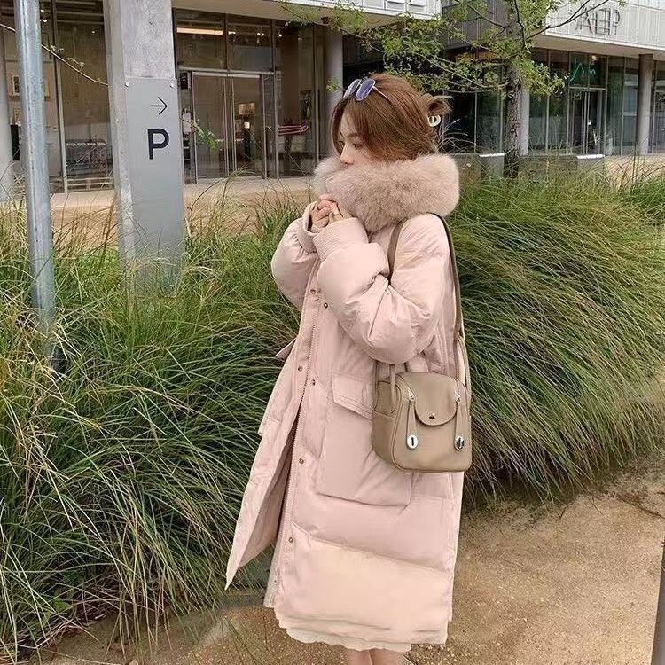 雪中飞商场真毛羽绒服女2023冬季新款白鸭绒保暖中长立领羽绒韩版