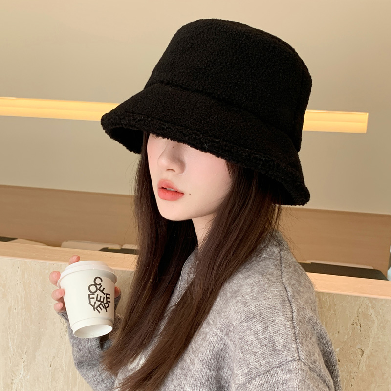 帽子女冬季加绒加厚保暖渔夫帽韩版百搭显脸小盆帽防寒毛绒水桶帽