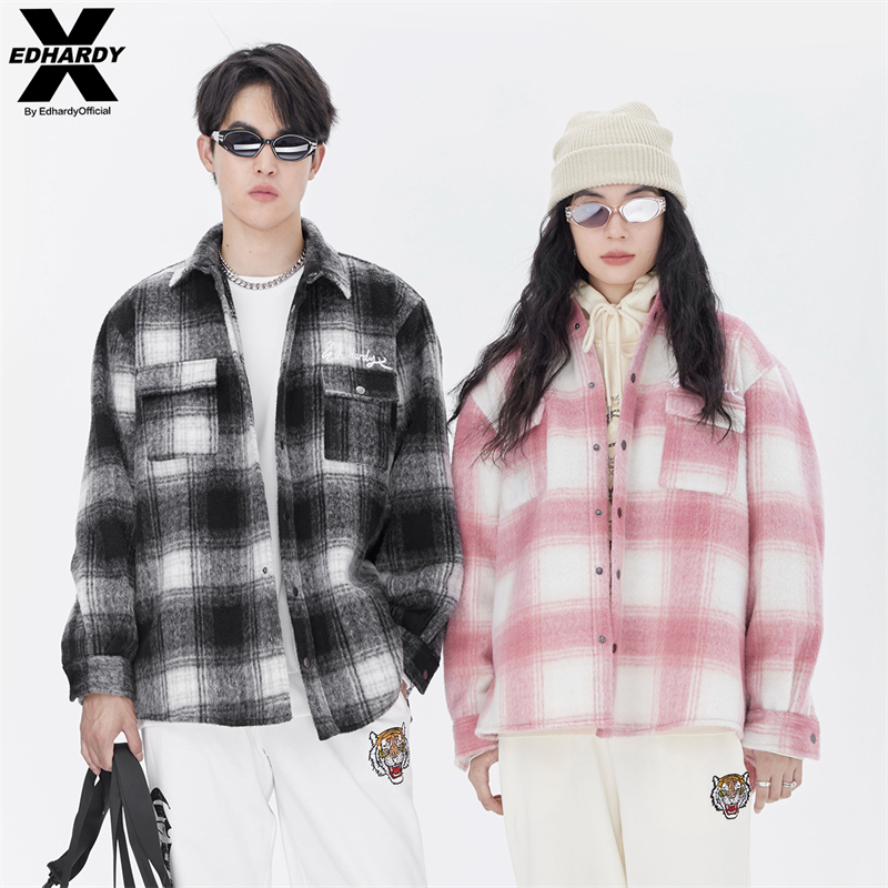 【复古街头】EDHARDY X格纹衬衫外套春夏痞帅情侣时尚X1A4VO12378