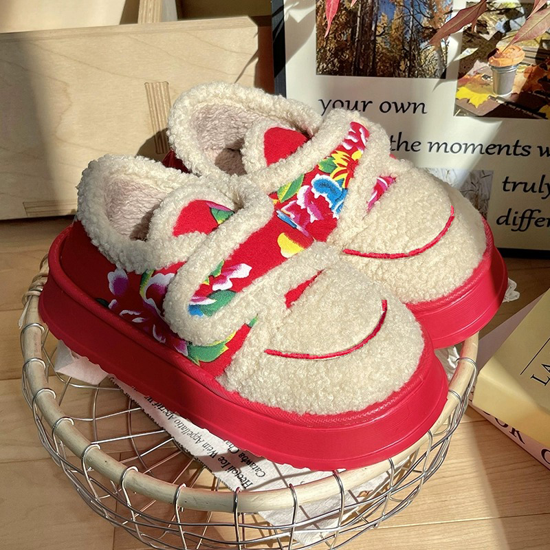 包跟棉拖鞋女冬季2025新款魔术贴加厚网红保暖东北大花棉鞋外穿男