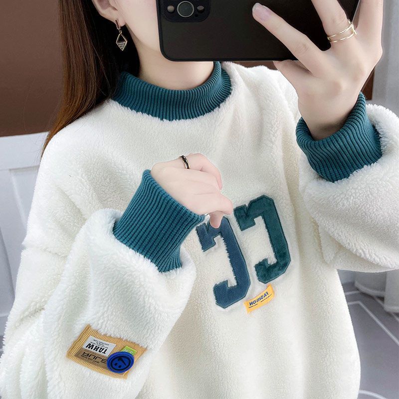 FCH女童加绒加厚绒卫衣秋冬季新款中大儿童韩版宽松时尚