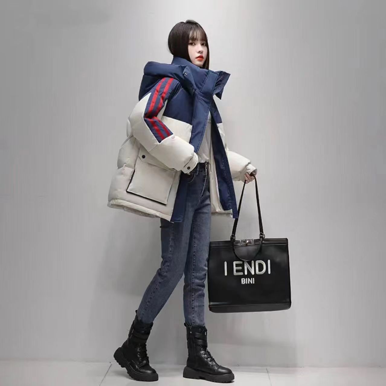 波司登羽绒羽绒棉服女2023年冬季抖音网红新款撞色韩版宽松保暖学