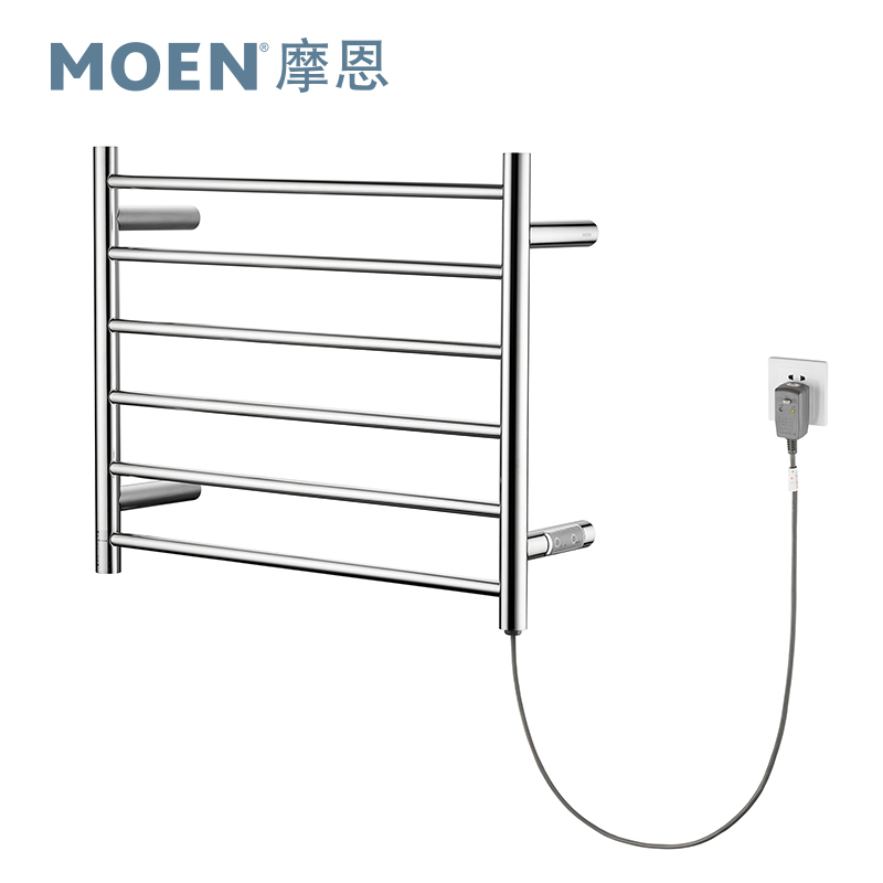 MOEN/摩恩不锈钢简约壁挂式镀铬电加热浴巾毛巾杆6排款(明装）