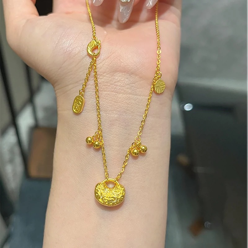 铜合金项链 新中式元宝祥云硕果累累项链女颈链轻奢高级感百搭