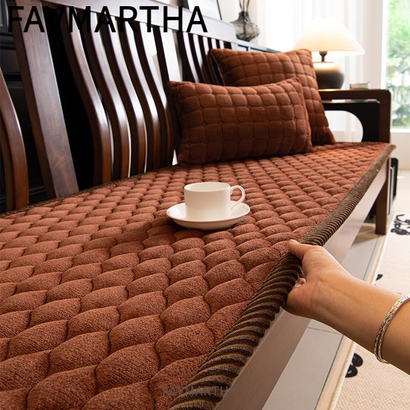 冬季毛绒加厚沙发垫子定制简约防滑红木实木办公室坐垫真皮沙发垫