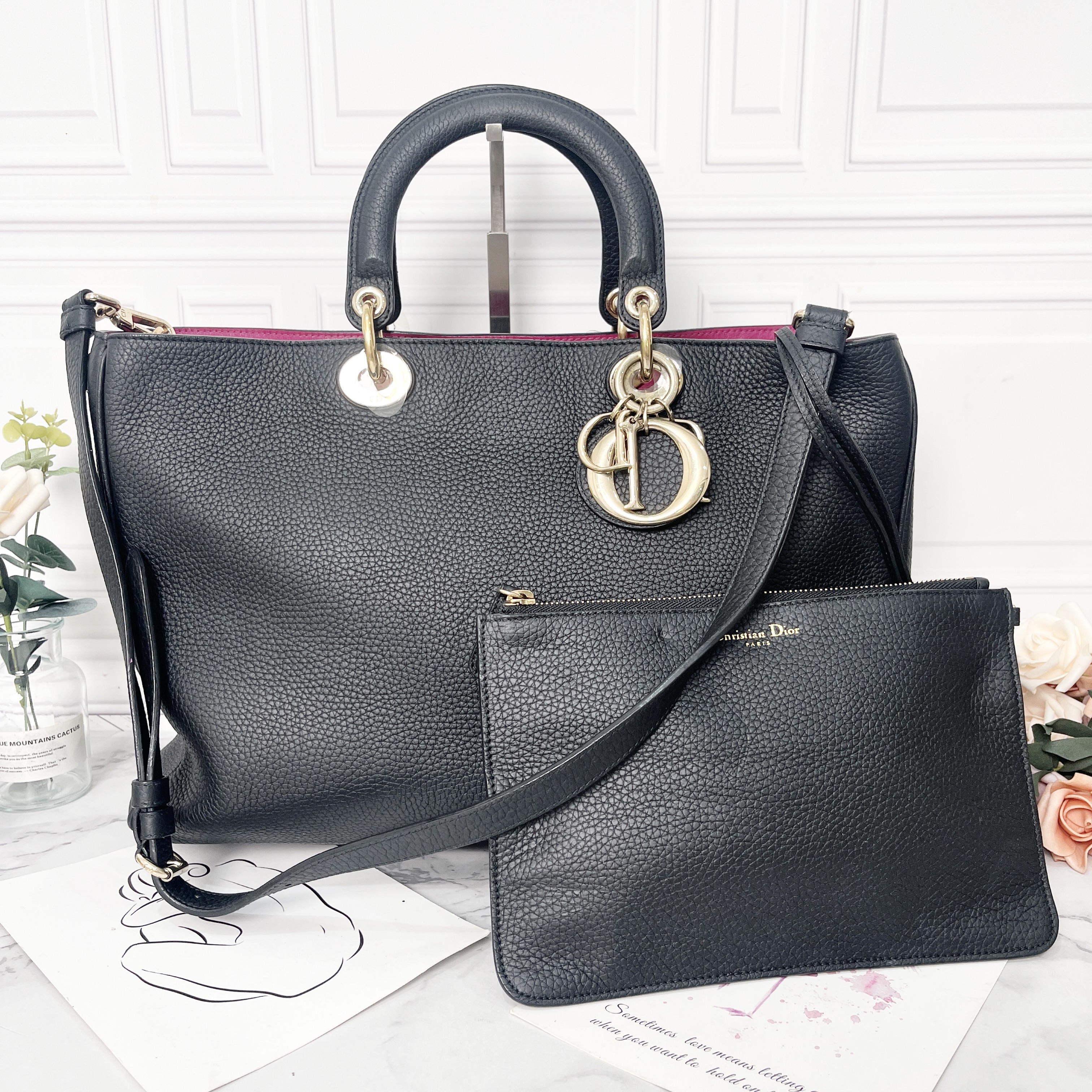 95新 Dior/迪奥 奢华尚品/黑色金扣大号issimo单肩包