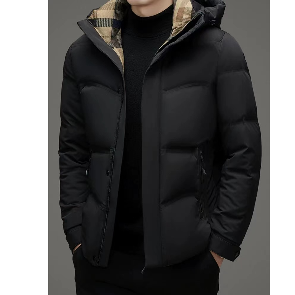 冬季新款百搭高级男士连帽款鹅绒服 H959