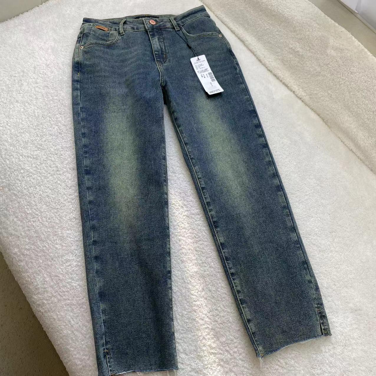 百搭春秋季女款烟管裤九分复古弹力牛仔裤C8102 C8103