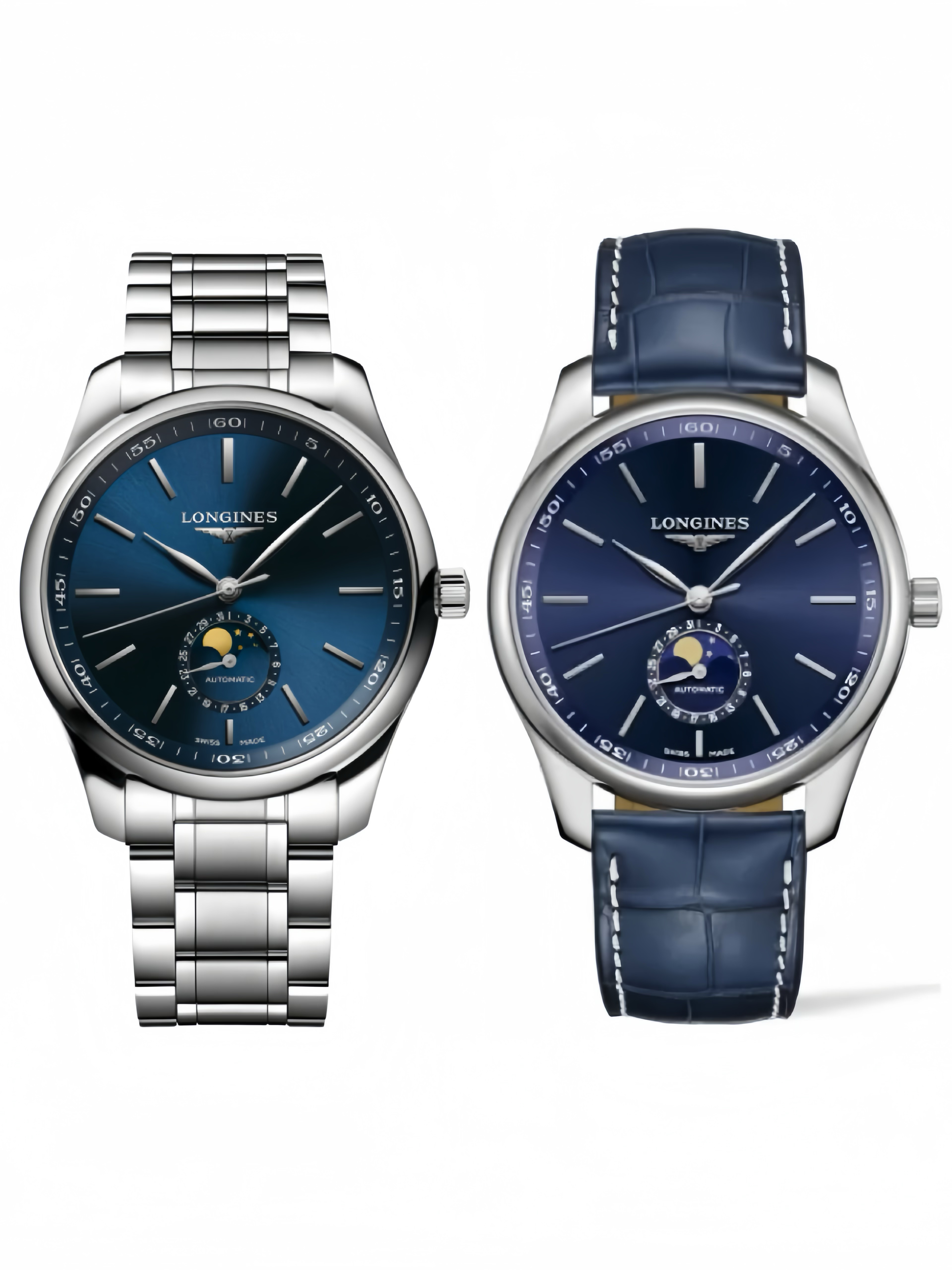 99新 Longines/浪琴 名匠919/42mm/蓝四针月相机械男表