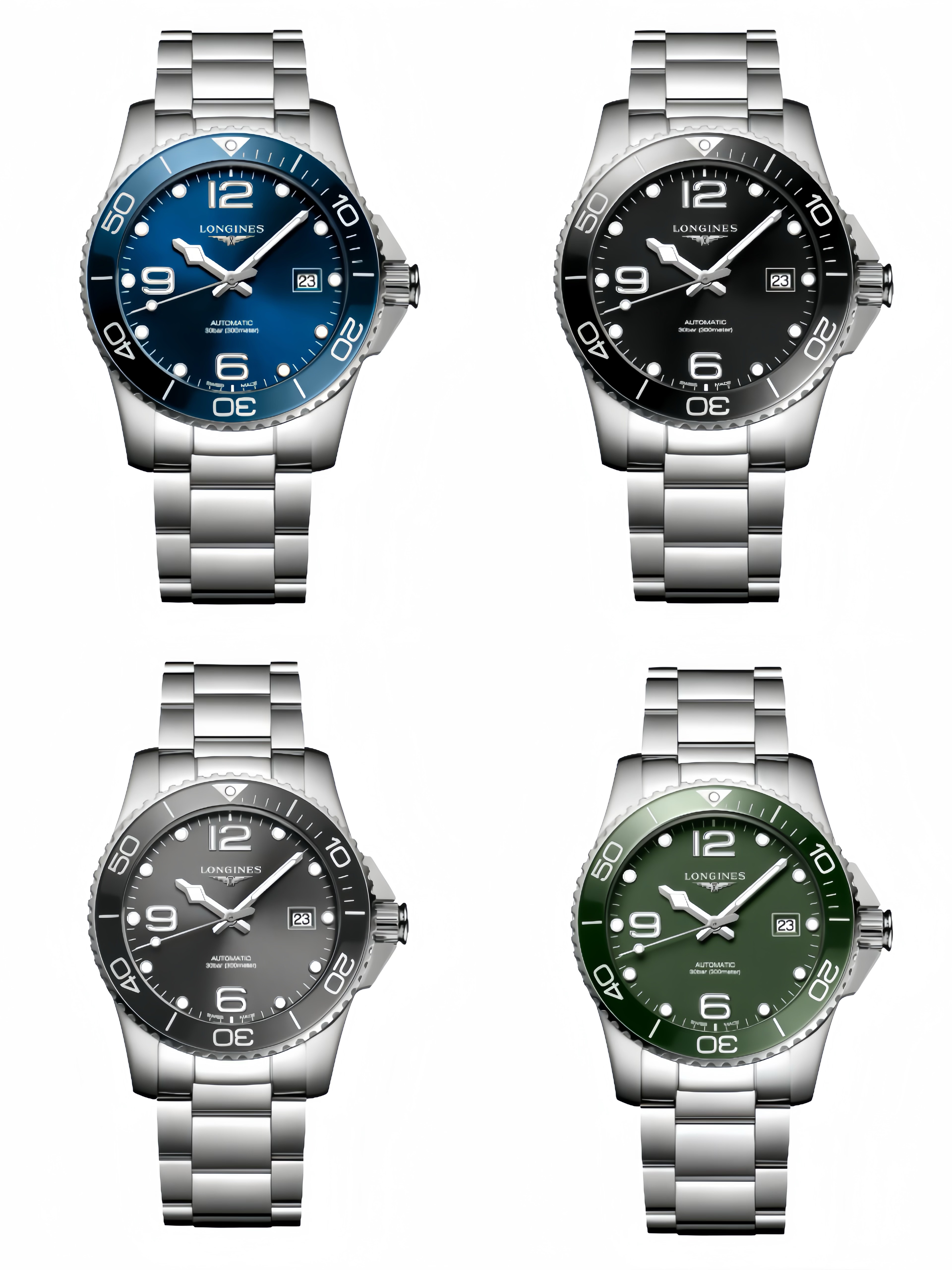 99新 Longines/浪琴 康卡斯/陶瓷圈夜光男表/表径41-43