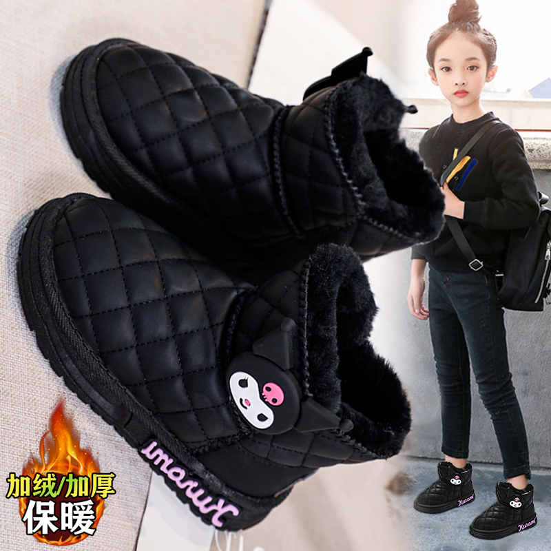 巴布豆鞋雪地靴女童棉鞋冬季新款加绒加厚儿童棉靴保暖鞋短靴大棉