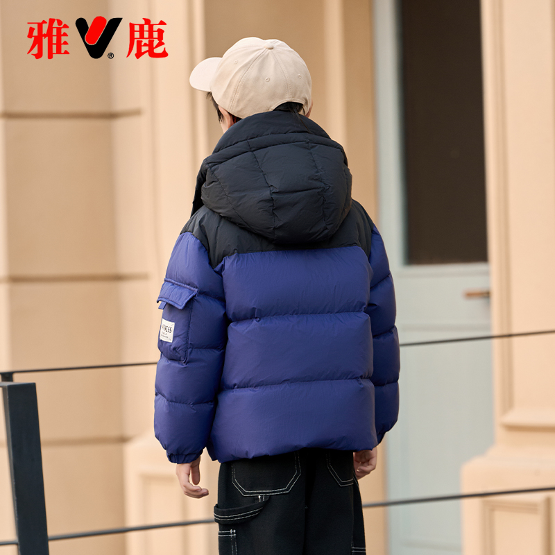 雅鹿2025新款洋气儿童羽绒服短款男童女童中大童小童加厚冬装外套
