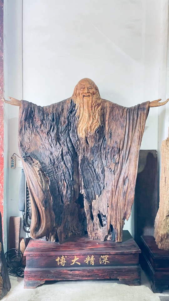 香樟木老子雕刻摆件