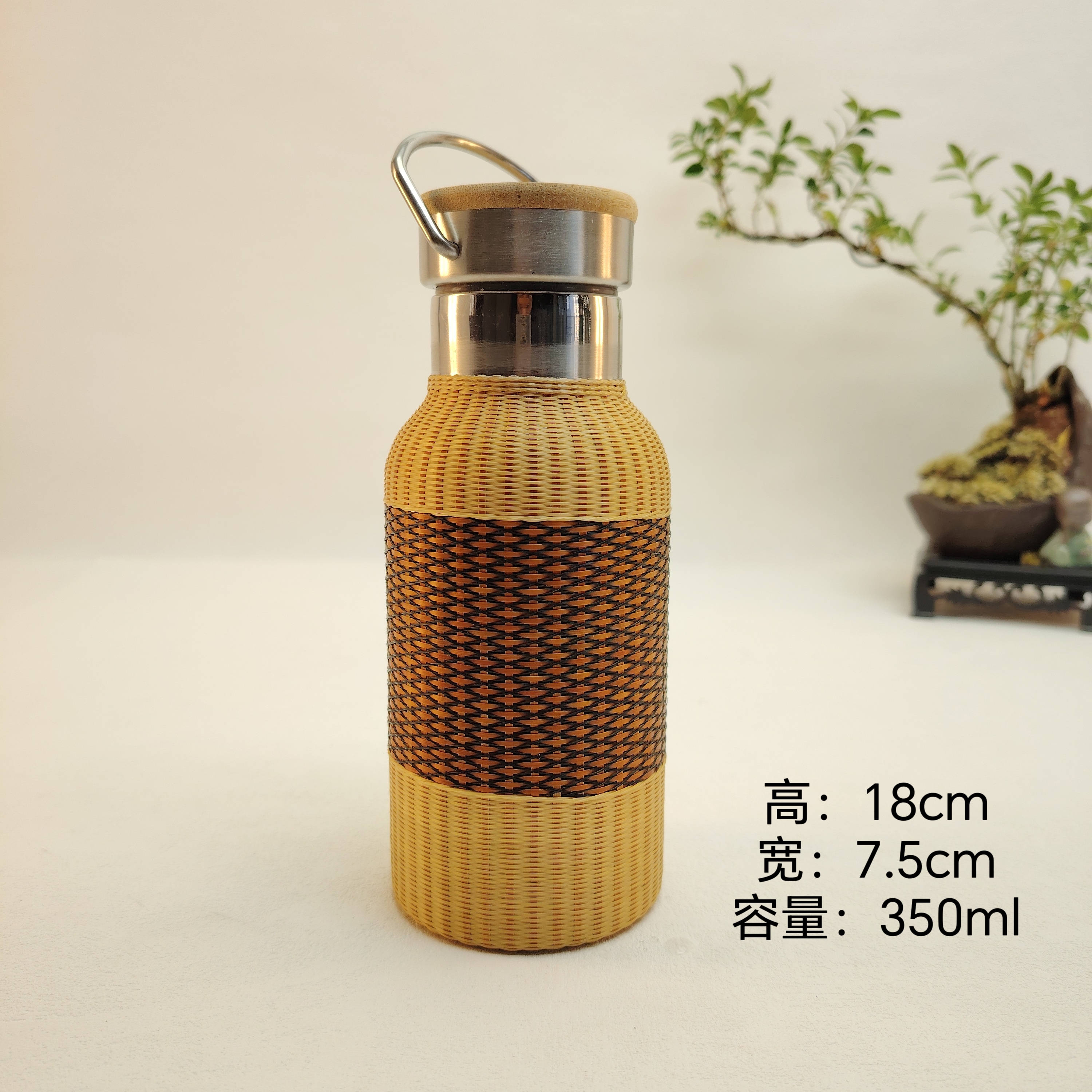 缠绕丝手工编织保温杯高端定制商务礼品独特茶杯送礼非遗手工竹艺