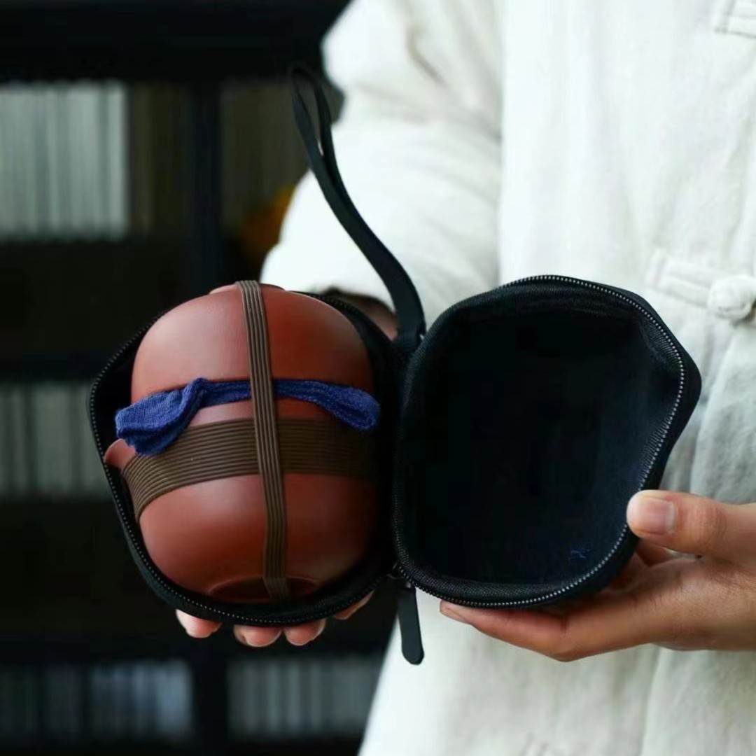 宜兴原矿紫砂盖碗双杯旅行装复古茶具便携式茶壶收纳包户外茶道