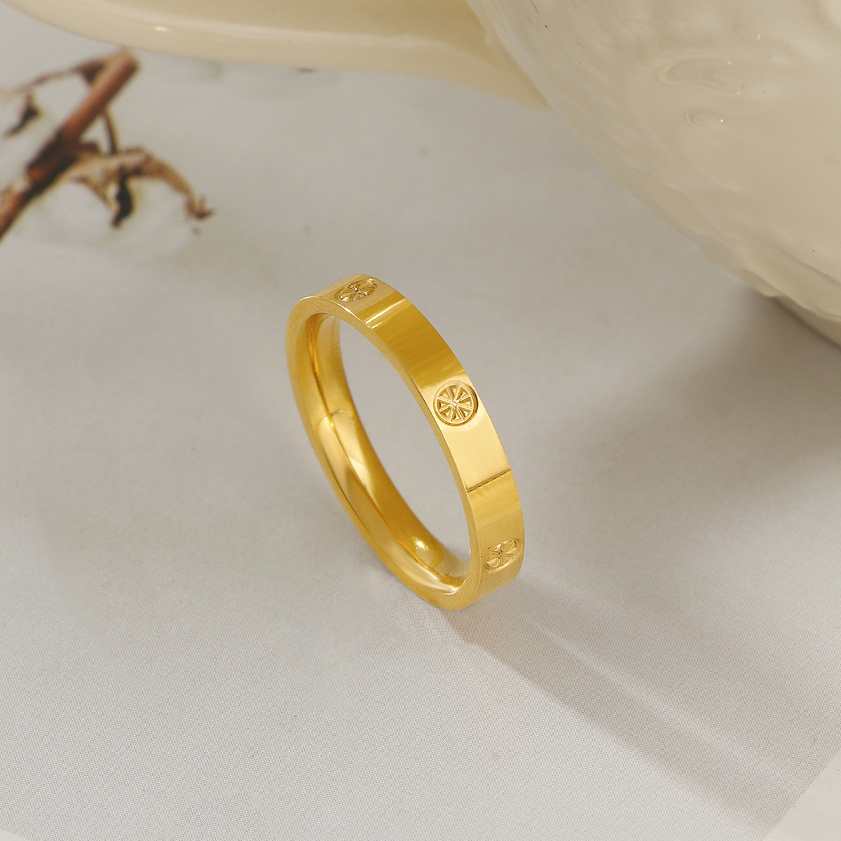 钛钢戒指 不掉色轻奢高级感米字戒指简约大气百搭素圈戒指A401