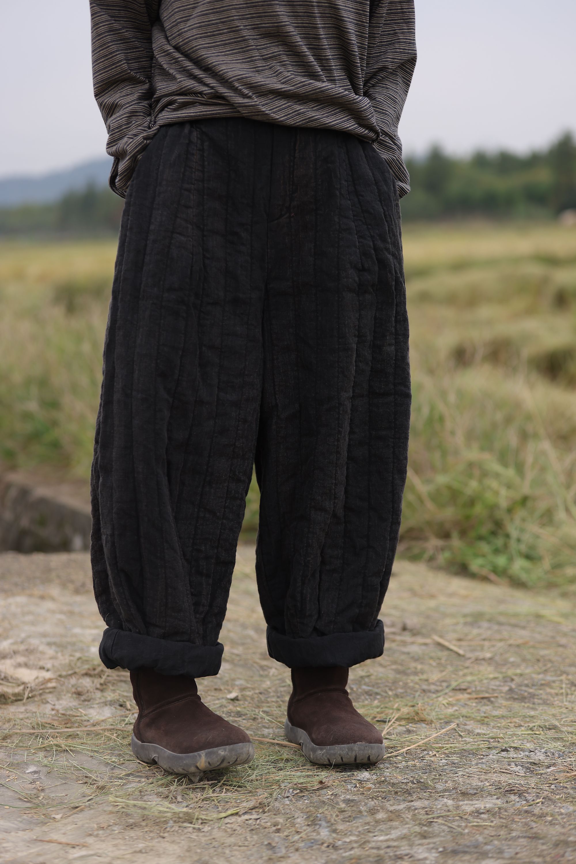 西子分享 6881 古蘭木 水洗做旧 宽松休闲【棉裤】