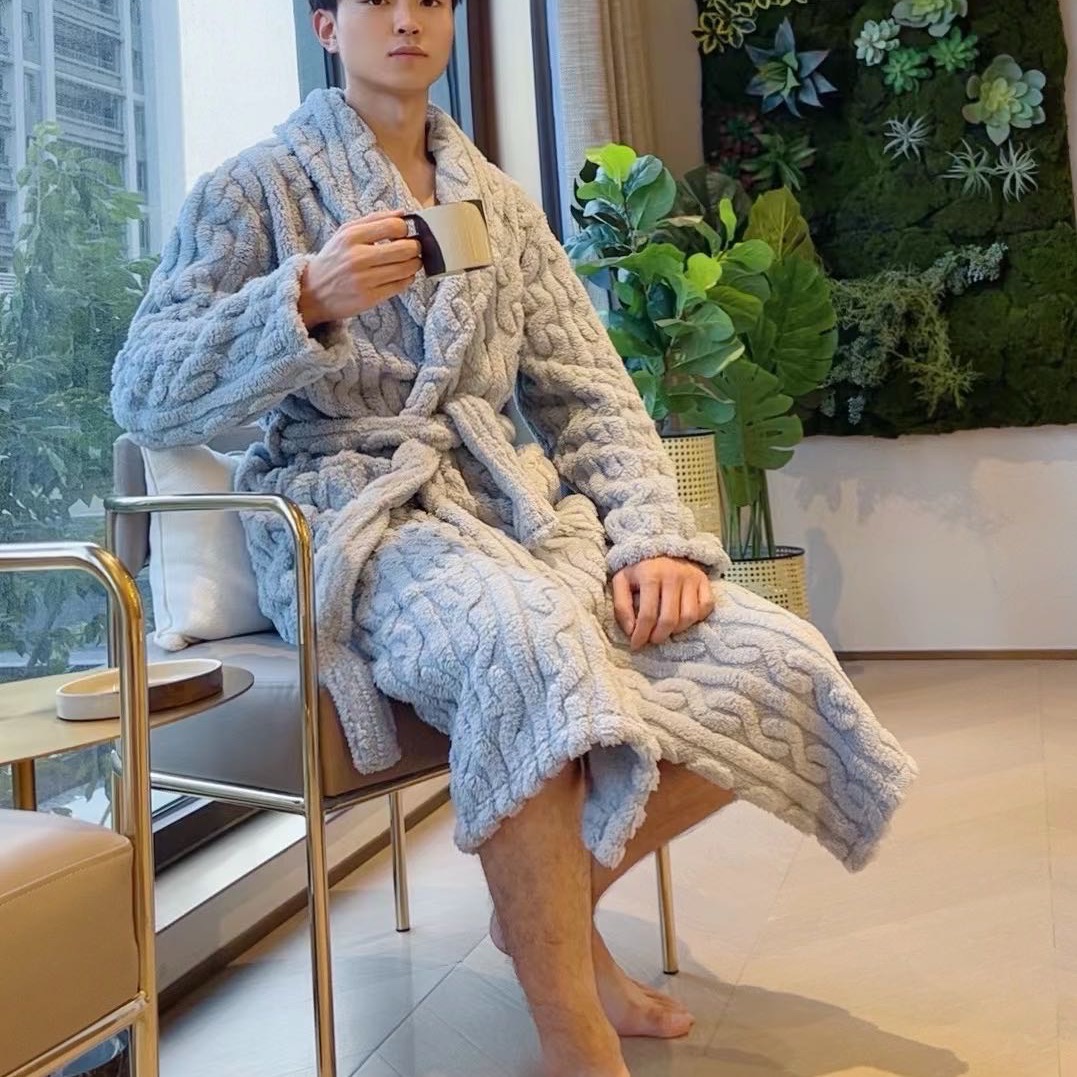 【衣雅严选】8055-23#幽兰原版正品特惠系带加厚加大男士睡衣浴袍