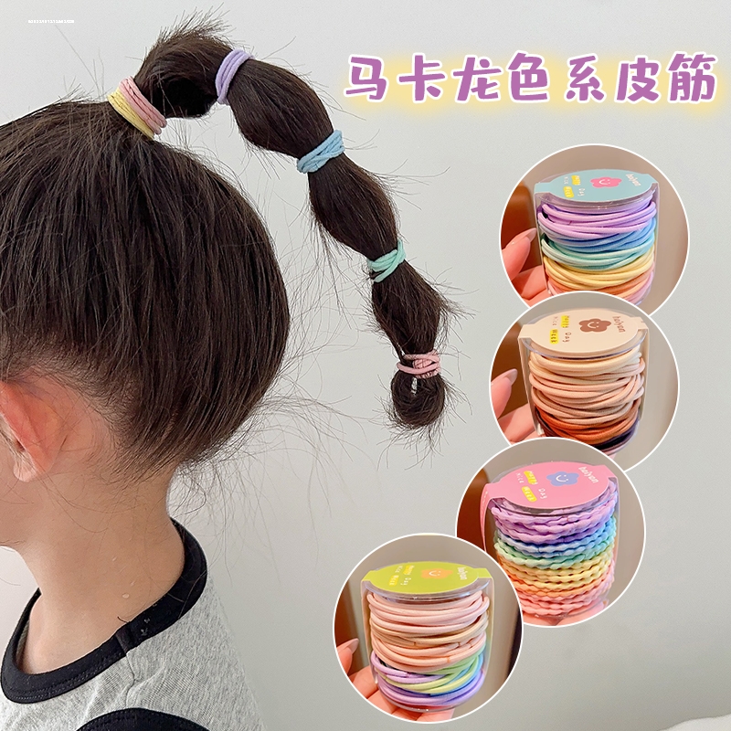 扎发弹性好2023发绳头饰简约设计小众甜妹少女发饰彩色罐装皮筋