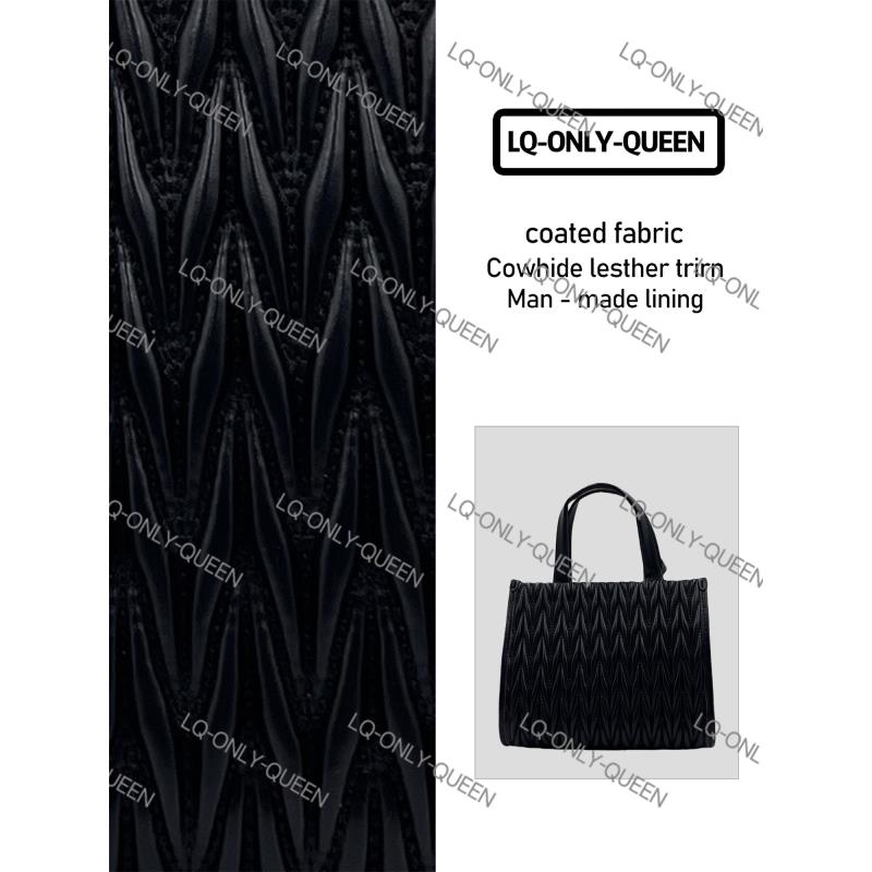 LQ-ONLY-QUEEN手工真皮女包缪褶皱小托特黑色