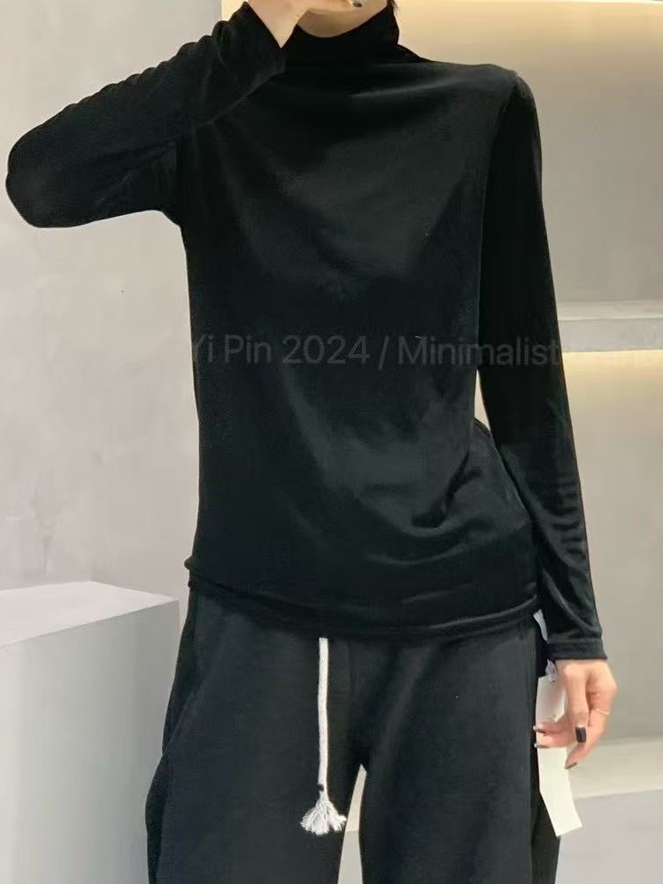 时尚长袖高领醋酸百搭小衫