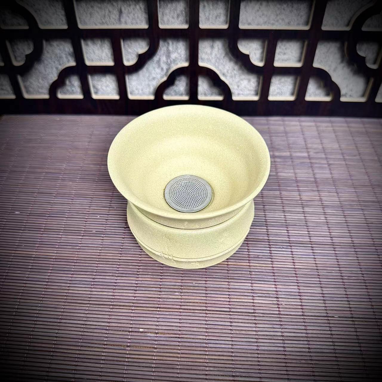 宜兴紫砂茶道配件茶叶过滤器手工段泥豆青段竹节茶漏