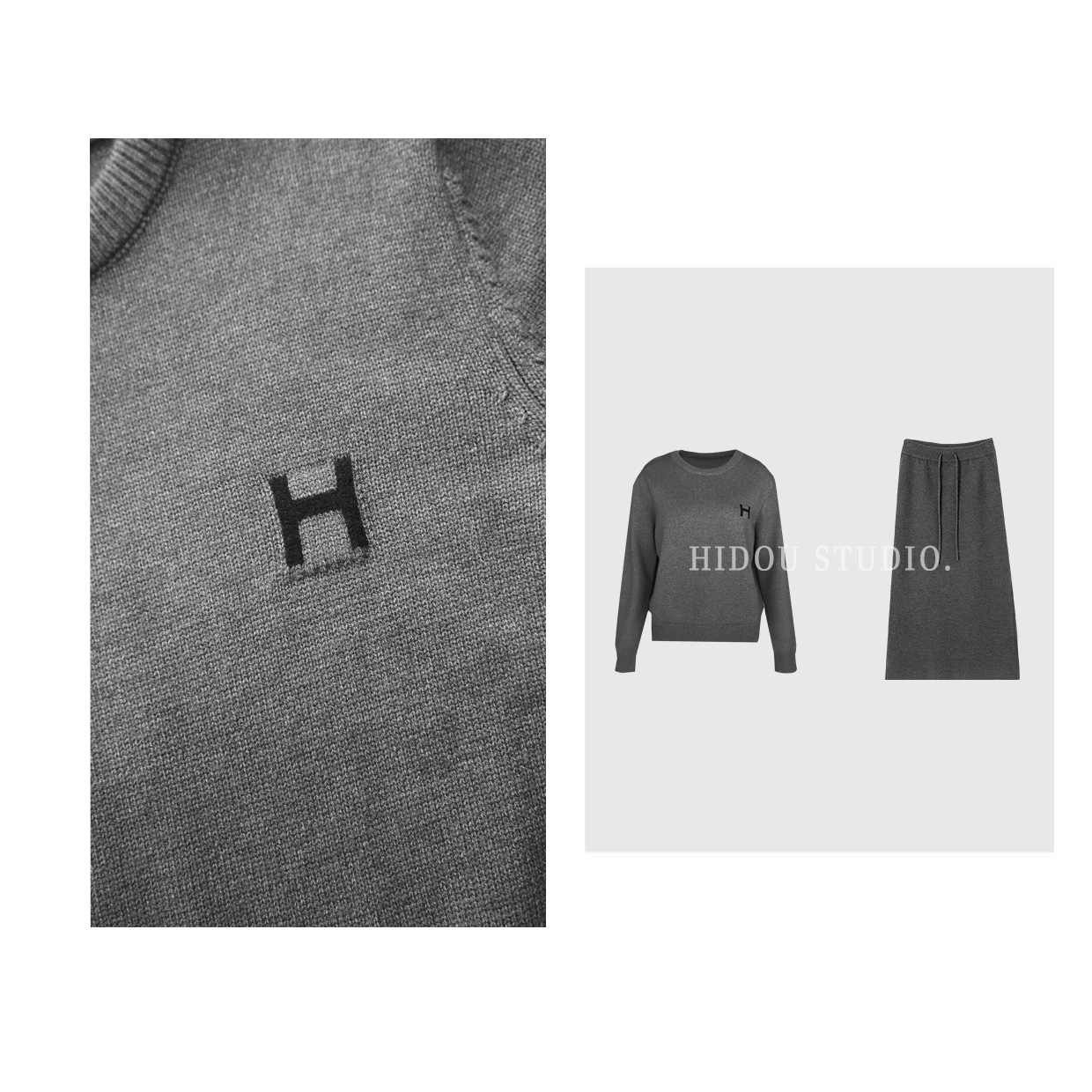 【痘痘私服】|【慵懒冬日】高级简约半身裙针织毛衣套装