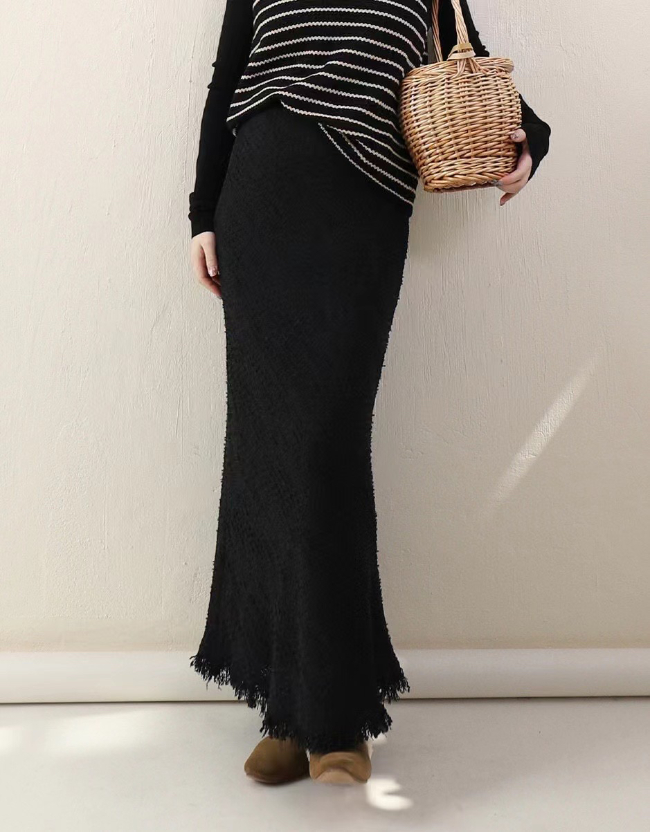 【Mei】气质百搭流苏小香羊毛呢半裙