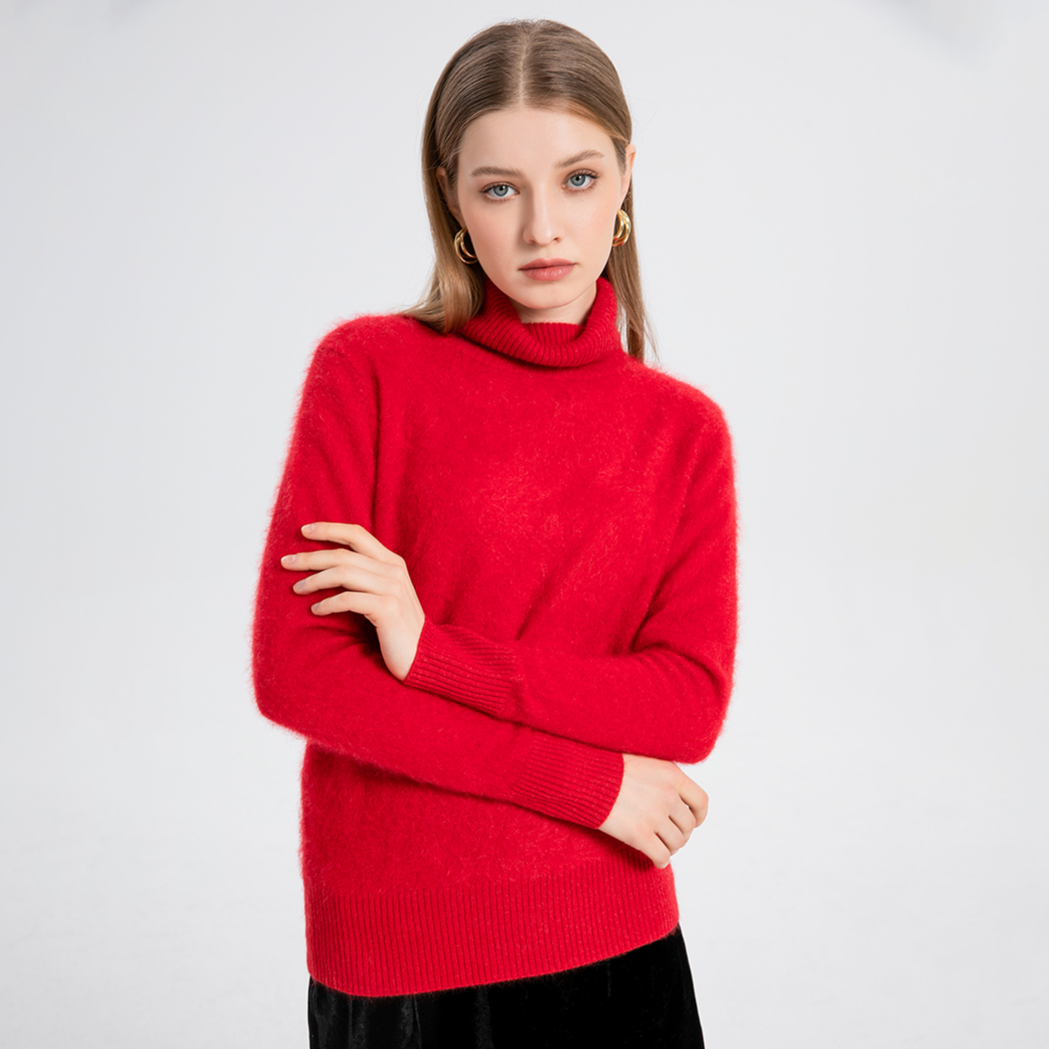 di kangra/德凯佳山羊绒衫拉绒高领套头打底拉毛衣女修身S23-0360